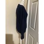 Field Flower Navy Blue Zip Front Cardigan Sweater Women's Sz S Cotton Wool Blend Black Photo 2