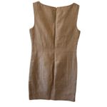 Talbots  Sleeveless V-Neck‎ Dress Size 4 Beige Gold Metallic Linen Blend Career Photo 1