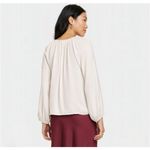 A New Day ✨ Women's Balloon Long Sleeve Femme Popover Cream Sz Medium Shirt✨ Photo 2