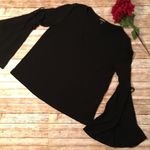 EXPRESS Black Bell Sleeve Slits VNeck Top  Size S. ⭐️HOST PICK⭐️ Photo 4