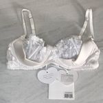 Mimi Holliday M Padded Bra Honeysuckle 1/4 Cup Plunge Silk Bridal Lace Bow Heart White Size M Photo 0