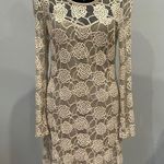 Divided Elegant Cream Lace Dress floral pattern Photo 0
