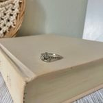 Love Knot Silver Diamond Ring Vintage Bow Pave Inset Promise Engagement Classic Jewelry Photo 2