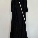 Mac Duggal 67896 Wrap Over Long Sleeve Lace Applique Black Trumpet Gown 16W NWOT Photo 1