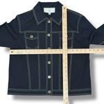 Vntg St. John Sport Contrast Stitch Button Front Denim Jacket Black Pink Small Photo 8