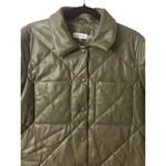 Calvin Klein Faux Leather Jacket M Quilted Olive Green Luxe Buttery Soft Neutral Photo 11