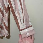 Pearl by Lela Rose S Linen Stripe Button Down High Low Collared Shirt Top Blush Pink Photo 8