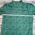 Treasure & Bond Womens High Neck Ruffle Blouse Green Black Floral XS Extra Small Photo 13