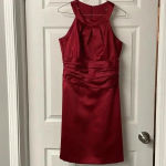 David's Bridal David’s Bridal Maroon Wine Halter Bridesmaid Dress Ruched Boddess Photo 3
