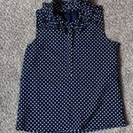 J.Crew Navy Polka Dot Sleeveless Blouse Photo 0