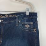 Harley Davidson Women's Dark Wash Denim Embellished Pockets Bootcut Jeans Sz 14 Blue Photo 5