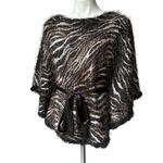 Alberto Makali Vintage 90s Shaggy Zebra Boatneck Poncho Sweater, Sz S/M Photo 2