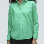 Everlane  The Silky Cotton Relaxed Shirt Bright Jade White Striped Size 6 New Photo 0