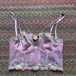 Victoria's Secret  PINK EMBROIDERED FLORAL MESH BUSTIER CORSET CROP Photo 0