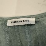 American Eagle Boho Puff Sleeve Tie-Front Crop Blouse Women’s Medium Sage Green Photo 4