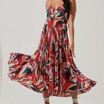 ASTR  The Label Revolve Blythe Open Back Plisse Pleated Midi Dress Photo 0