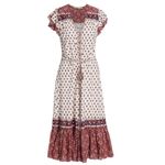 Veronica Beard Tinzia Mixed Paisley Tassel Midi Dress Red Multi Women's Small Photo 4
