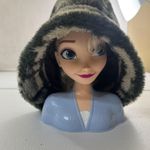 VTG Uniqu Faux Fur Bucket Hat Plaid Pattern Winter Warm Earflap Style Gray Photo 0