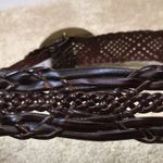 Women’s Western Boho Brown Leather Braided Woven Belt with Beaded Oval Buckle Photo 3