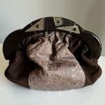 Vintage Patchwork Leather Wooden Handle Clutch With Stones Brown Photo 9