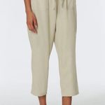 Westport NEW Tan Khaki Linen Drawstring High Waist Cropped Pants Size 8 Photo 0
