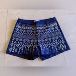 Lucy Paris  Navy Blue Cross Stitch Embroidered Shorts Sz L 42 poll on summer Photo 13