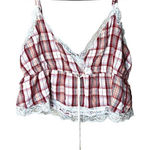American Eagle American Eagle Womens Red Plaid Cropped Tank Top NWT XL Photo 0