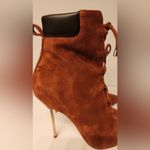 Shoes Good American Brown Suede Booties Lace Up Stiletto Size 8.5 Photo 7