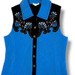 Authentic Western Rodeo Cowgirl Southwest Carson Wool Vest Blue Black Sz Small Photo 0