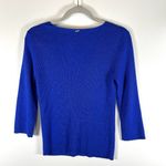 St. John Cobalt Blue Ribbed Knit Sweater Womens Sz M Designer Wool Silk Cashmere Photo 6
