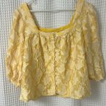 Anthropologie  Yvonne Butter Yellow Textured Button Down Puff Sleeve Top Small Photo 2