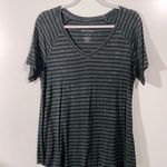 American Eagle AE Soft & Sexy V-Neck Shirt Short Sleeve Black and Gray Stripes Size Small Photo 0