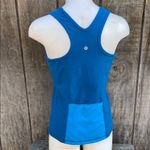 Lululemon Woman’s Size 4/6 Fitted Blue Racerback Tank Top Back Pocket Hip Length Photo 2