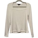 Banana Republic  Off White Ribbed Square Neck Sweater Photo 0