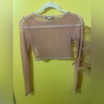 A Bikini a Day + Missguided Blush Mesh Long Sleeve Crop Top Pink Size 4 Photo 4