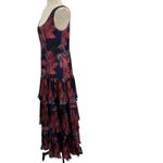Hutch Luna Dress Gown Maxi Floral Print Tiered Navy Blue Pink Size US 10 Photo 6