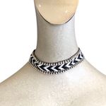 Ettika NWT Boho Chic Black and White Print with Gemstones Trendy Choker Necklace Photo 2