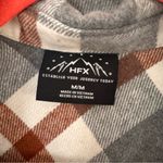 HFX Shacket Women’s Med Wool Blend Snap Shirt Plaid Shacket Gray Burnt Orange Photo 2