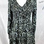 BeachLunchLounge long sleeve Sage green & black smocked mini dress or tunic top Photo 2