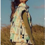 Free People NWT In A Bubble Printed Puffer Vest in Blocked Logo Photo 1