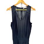 Ramy Brook  Eden Black Midi Dress Sz M Tiered Ring Embellished Smocked Waist‎ Photo 1