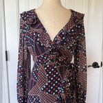 The Sang  Navy Polka Dot Patchwork Wrap Dress Photo 1