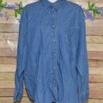 Harrah's Casino Blue Denim Button Up Shirt Top Size XL Cotton Embroidered Logo Photo 0