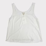 Sézane Lucie Scallop Trim Silk Top, Ecru, FR42/US10 Photo 4