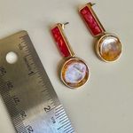 Pink and orange geometric drop earrings Photo 4