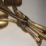 Vintage Gold Tone and Orange Floral Boho Brooch Photo 6