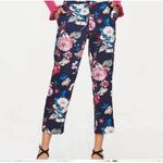 Loft  By Ann‎ Taylor Navy Floral Silky Ankle Dress Pants size 16 Photo 1