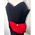1980s Jitwo’s by Harmon & Co Black Velvet Cocktail Dress w Red Bow XS Photo 5