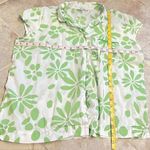 Alfani floral cap sleeve cotton button down lightweight blouse top green white Photo 3