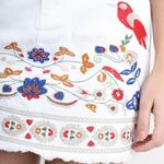 Umgee NWT  White Denim Mini Jean Skirt with Applique Embroidered - Medium Photo 1
